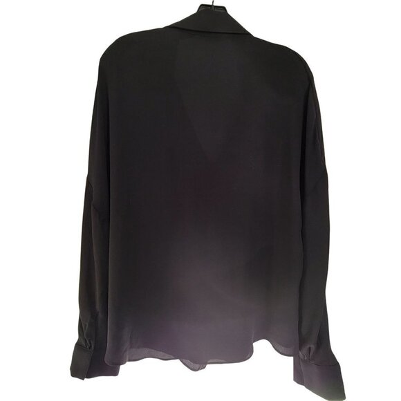 Olivaceous Classic Black Flowy V Neck Long Sleeve Shirt Blouse Top Size Medium - Picture 2 of 11